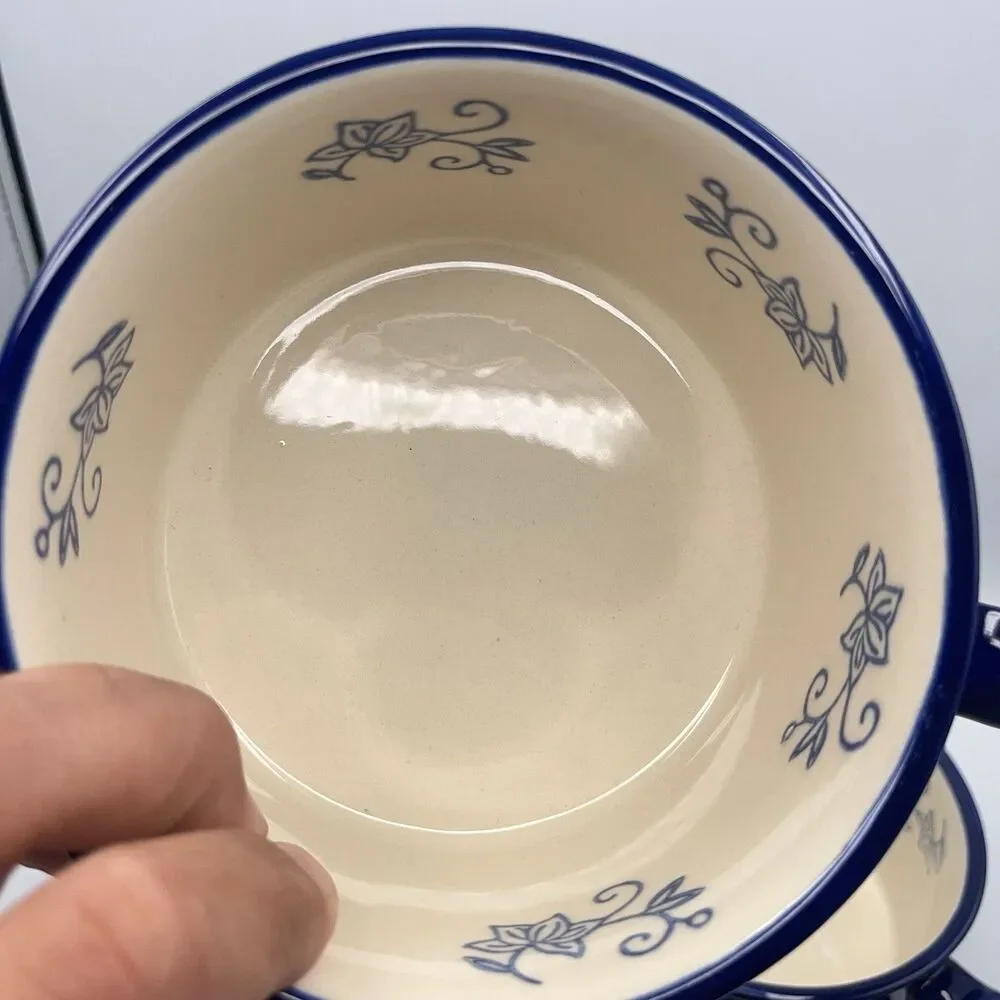 4 Temp-tations By Tara Blue Floral Lace Soup Mug Handle PPP-SQ-166987